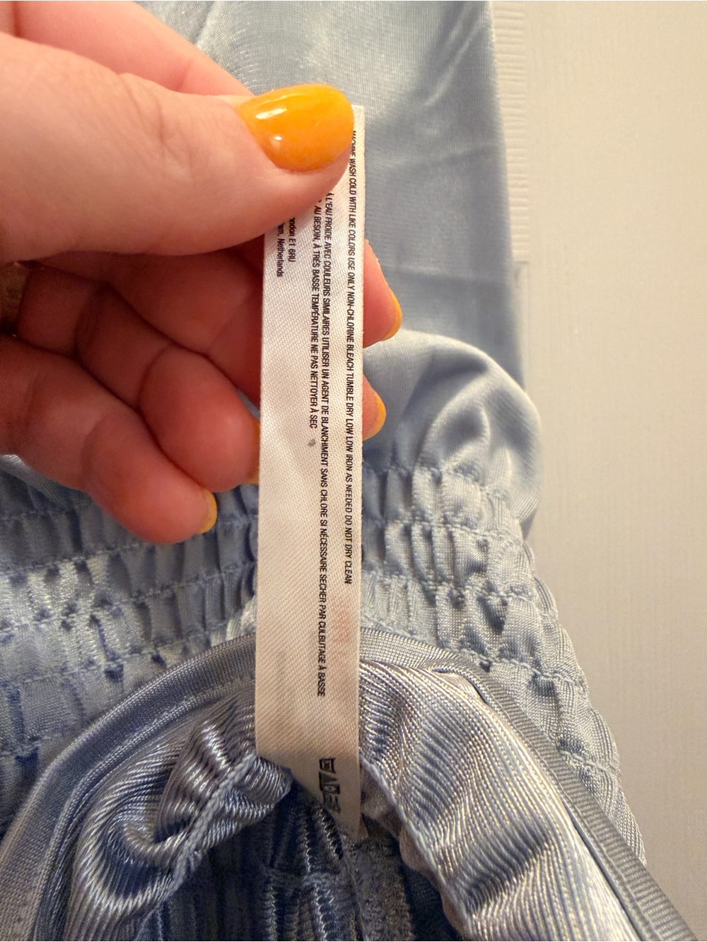 Free People Pale Blue Tank with Red Trim and Smocked Waist - Picture 2 of 4